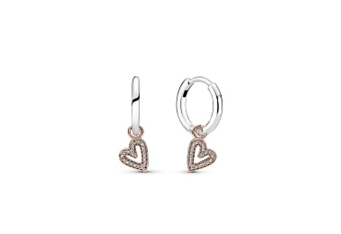 Heart 14k rose gold-plated and sterling silver hoo
