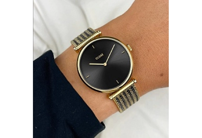Gift Box Triomphe Mesh, Gold Colour & Black Leathe