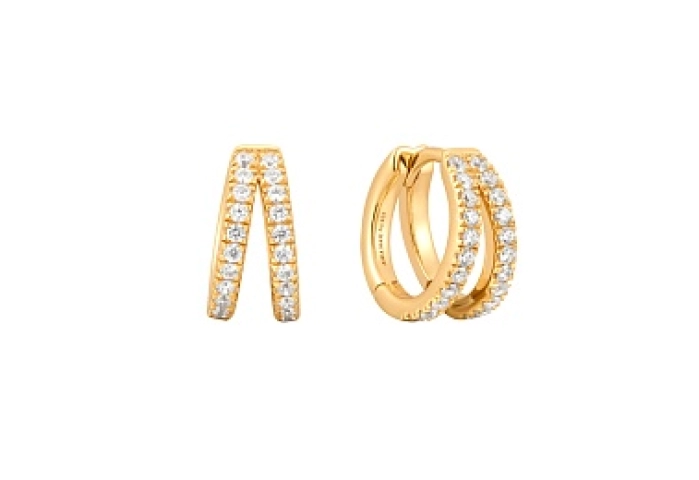 Gold Double Pavé Huggies