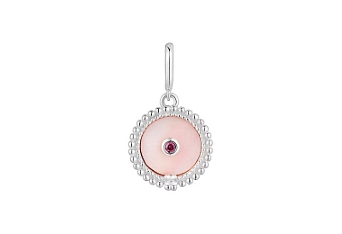 SILVER PENDANT MOTH.PEARL PINK RHODOLITE