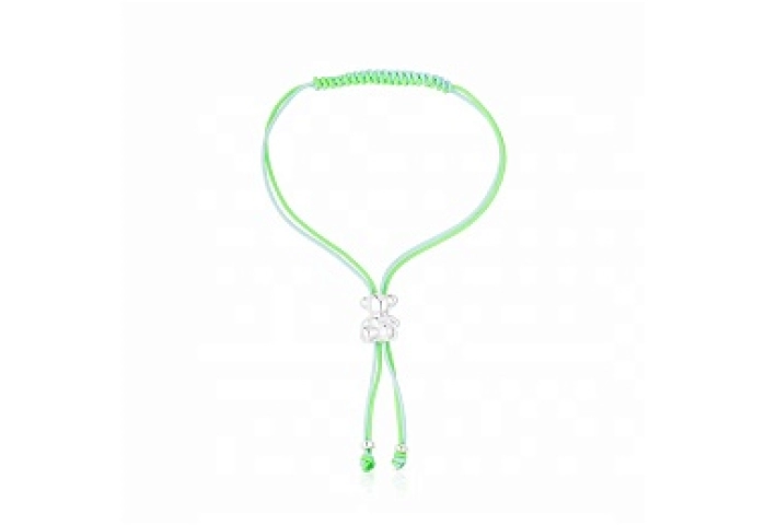 SILVER BRACELET BLUE-GREEN CORD