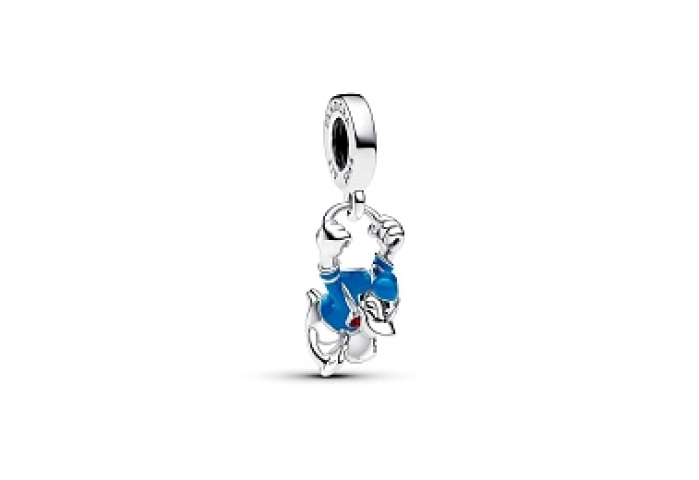 Disney Donald Duck sterling silver dangle with holographic red and blue enamel