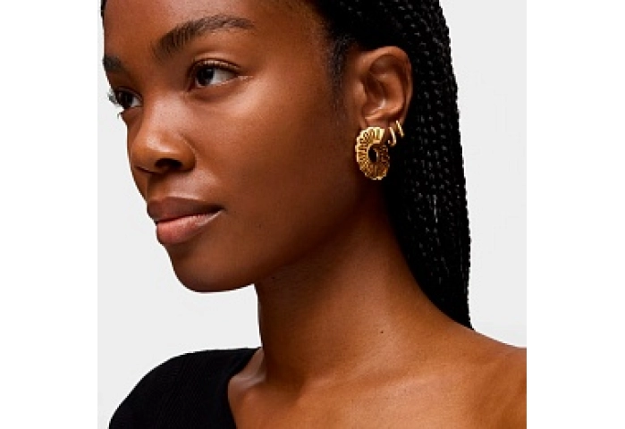 SILVER GOLD PLATED HOOP EARRING 33MM