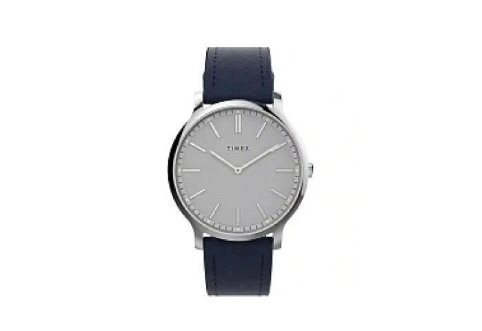 QUARTZ ANALOG WRISTWATCH,6.75x8.00,NO JEWEL,LEATHER STRAP,STAINLESS STEEL PLATED CASE