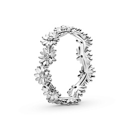 Daisy sterling silver ring with clear cubic zircon