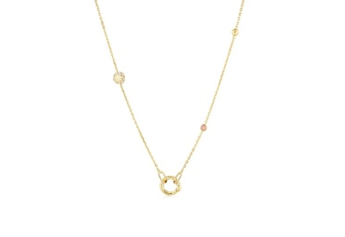 Gold Star Rose Quartz Charm Connector Necklace