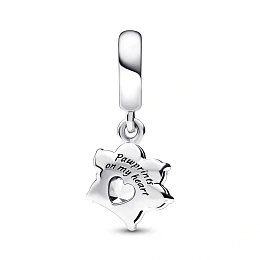 Paw sterling silver dangle with clear cubic zirconia