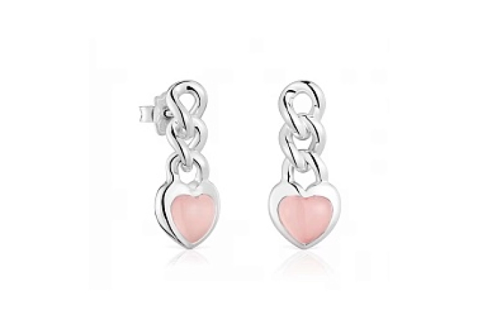 SILVER EARRINGS PINK CHALCEDONY CHAIN