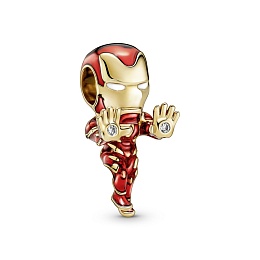 Marvel Iron Man 14k gold-plated charm with clear c