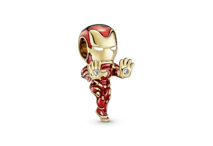Marvel Iron Man 14k gold-plated charm with clear c