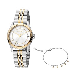 ESPRIT Women Watch, Two Tone Silver & Gold Color Case, Silver Dial, Two Tone Silver & Gold Color Met