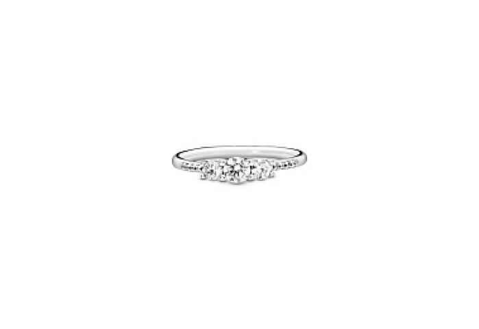 Silver ring with clear cubic zirconia