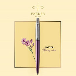 Ручка шариковая Parker &quot;Jotter Victoria Violet Chrome CT&quot; синяя, 1,0мм, кнопочный механизм, блистер