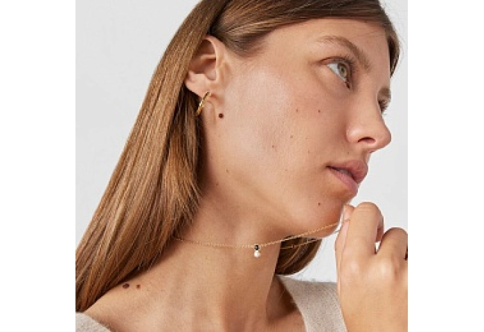 SILVER GOLD PLATED CHOKER CUL PEARL ONYX