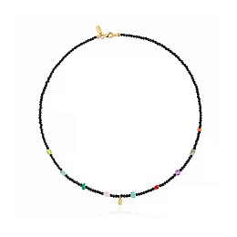 SILVER GOLD PLATED CHOKER ONYX 9 GEMS