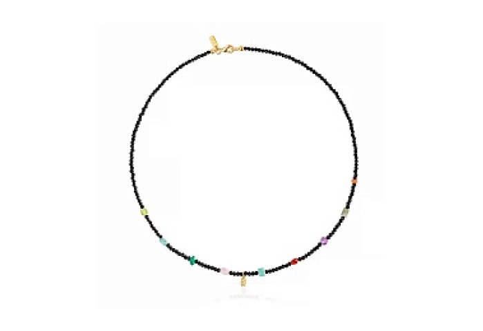 SILVER GOLD PLATED CHOKER ONYX 9 GEMS