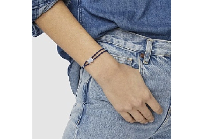 SILVER BRACELET BEAR BLUE ELASTIC BAND