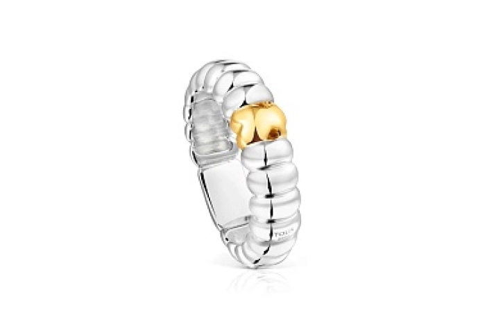 SILVER GOLD PLATED RING BICOLOR BEAR N12