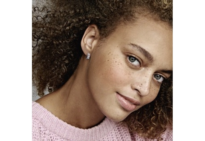 Sterling silver hoop earrings with clear cubic zir