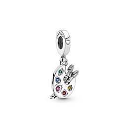 Artists palette sterling silver dangle with redcubic zirconia, phloxpink
