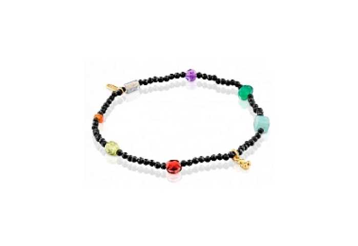 SILVER GOLD PLATED BRACELET ONYX GEMSTON
