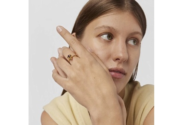 SILVER GOLD PLATED RING GEMSTONES N14