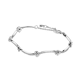 Daisy sterling silver bracelet with clearcubic zir
