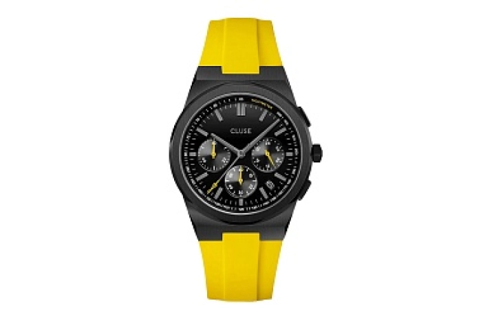 Vigoureux Chrono Watch Silicone Yellow, Black Colo