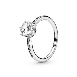Crown sterling silver ring with clear cubiczirconi