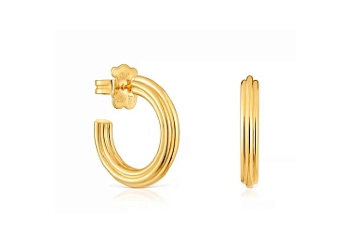 SILVER GOLD PLATED EARRINGS FLOWER 22MM