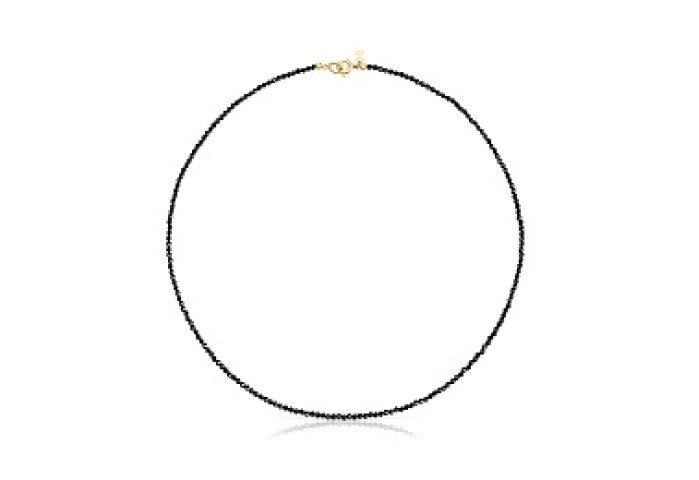 SILVER CHOKER GOLD PLATED ONYX 43CM