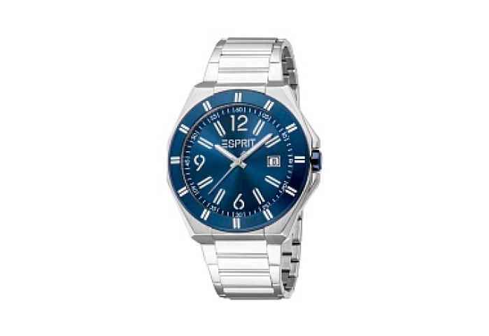 ESPRITBlueColorATM ColorMetalMenCase,Bracelet,Watch,DarkTwo3BlueHandsToneDial,SilverDate,Silver10&