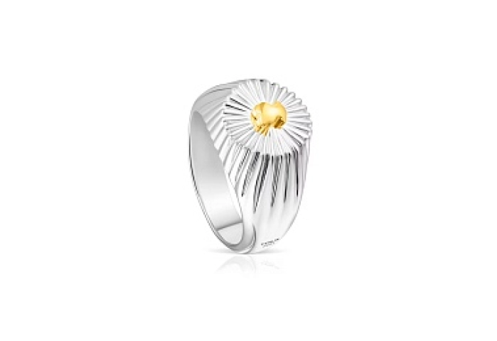 SILVER GOLDPLATED RING BICOLOR BEAR N12