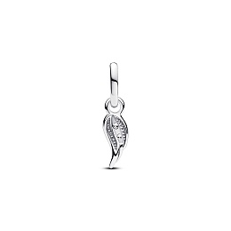 Angel wing sterling silver mini dangle with clear cubic zirconia