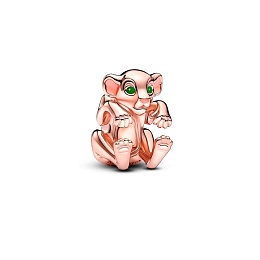 Disney The Lion King Nala 14k rose gold-plated charm with green and pink enamel