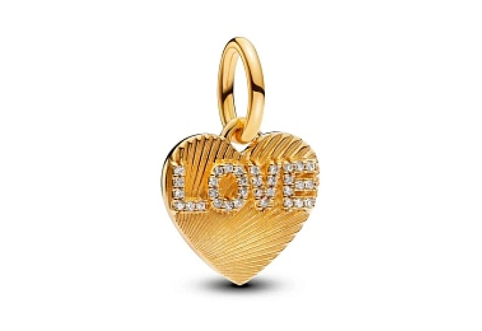 Engravable love heart 14k gold-plated dangle with 