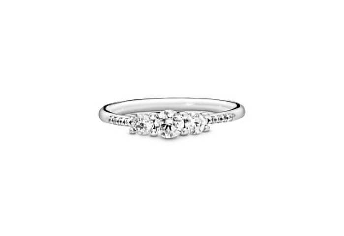 Silver ring with clear cubic zirconia