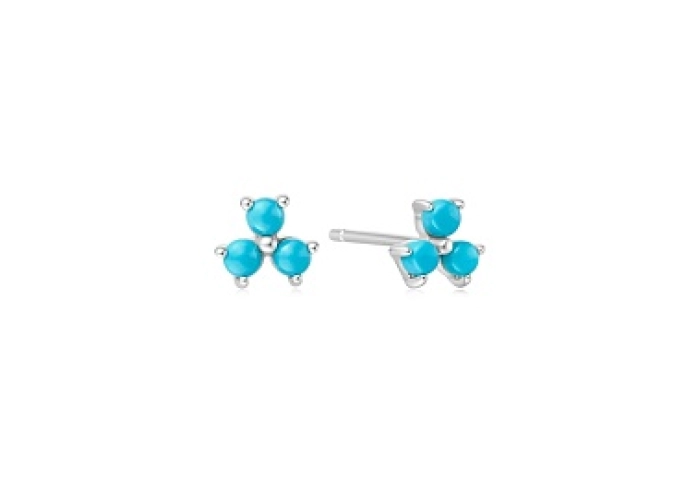 Silver Lab Created Turquoise Lotus Stud Earrings