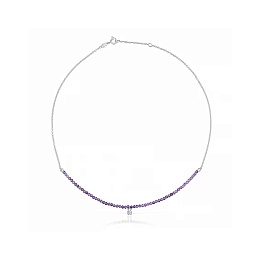 SILVER CHOKER AMETHYST 45CM