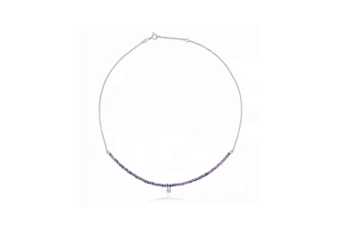 SILVER CHOKER AMETHYST 45CM