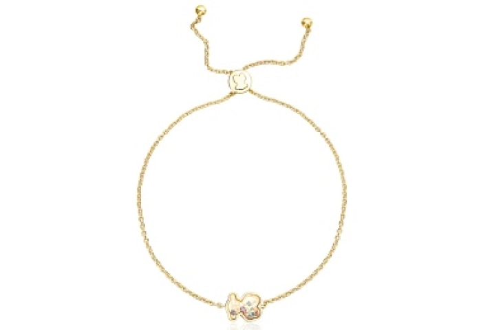 SILVER GOLD PLATED BRACELET GLASS BEAR