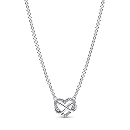 Infinity heart sterling silver necklace with clear