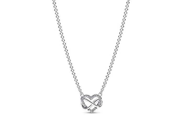 Infinity heart sterling silver necklace with clear