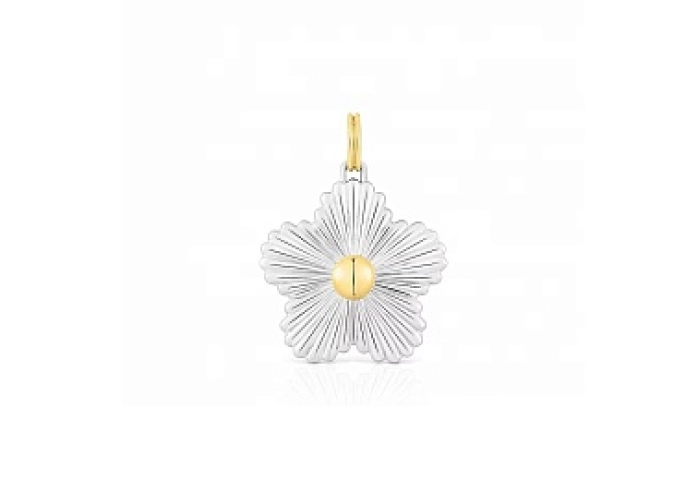 SILVER GOLDPLATED PENDANT FLOWER 2TONE