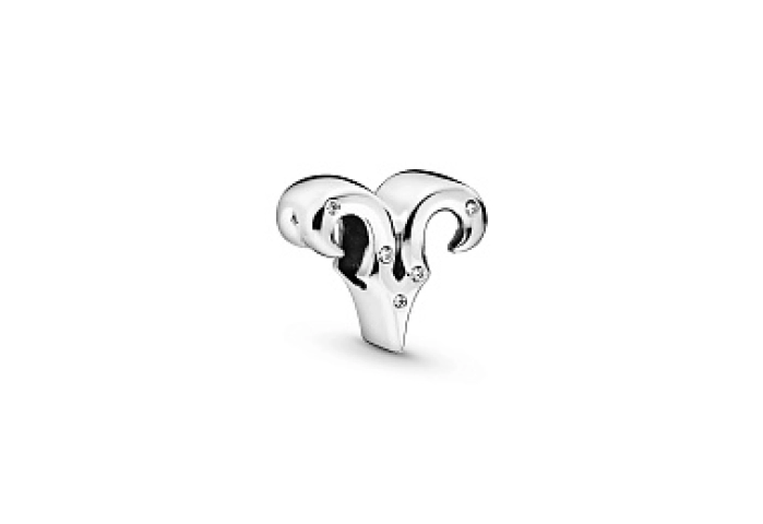 Aries sterling silver charm with clear cubic zirco