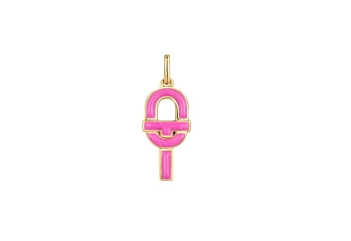 SILVER GOLD PLATED PENDANT PINK ENAMEL