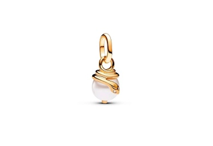Snake 14k gold-plated mini dangle with white lacqu