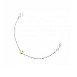 SILVER GOLD PLATED BRACELET HEART 2 TONE