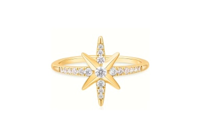 Gold Eight-Pointed Star Signet Ring