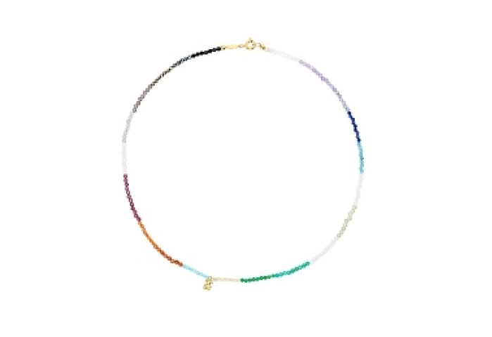 SILVER GOLDPLATED CHOKER MULTI GEMSTONES